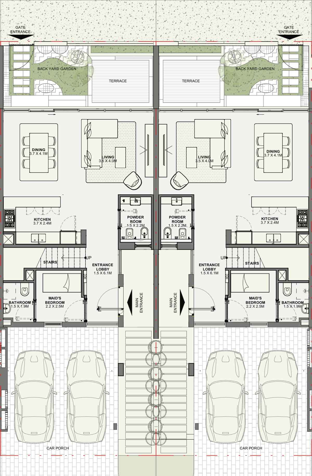 3 bed townhouse floor plan at Azizi florence
