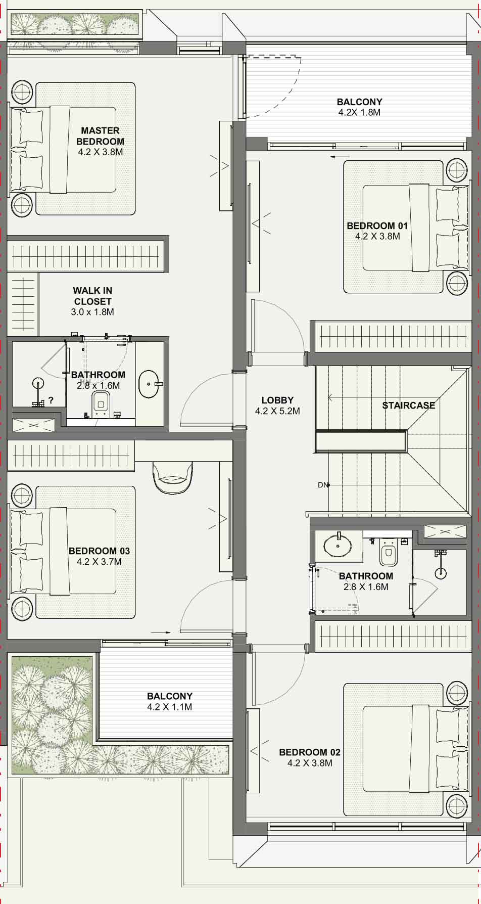 4 bed mid townhouse floor plan of Azizi Florence
